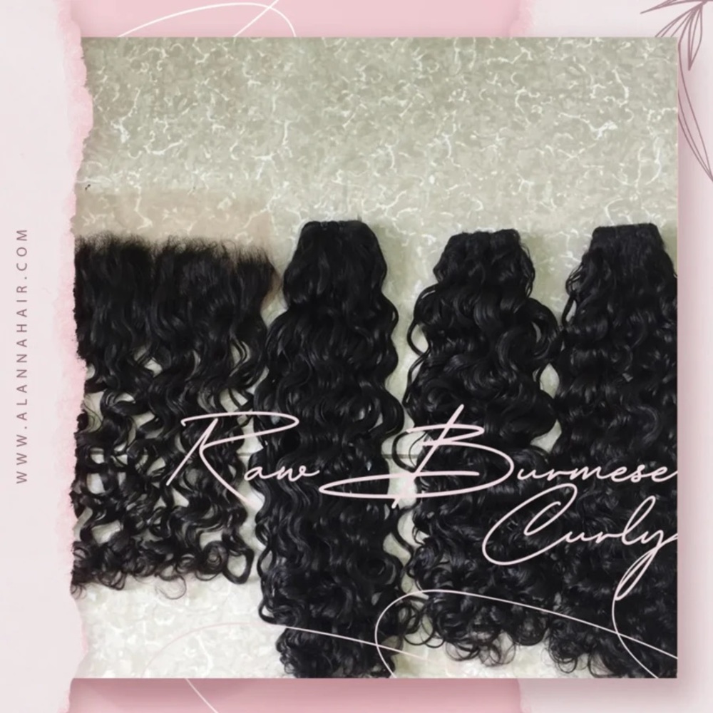 Raw Burmese Curly Lace Frontal with bundles
